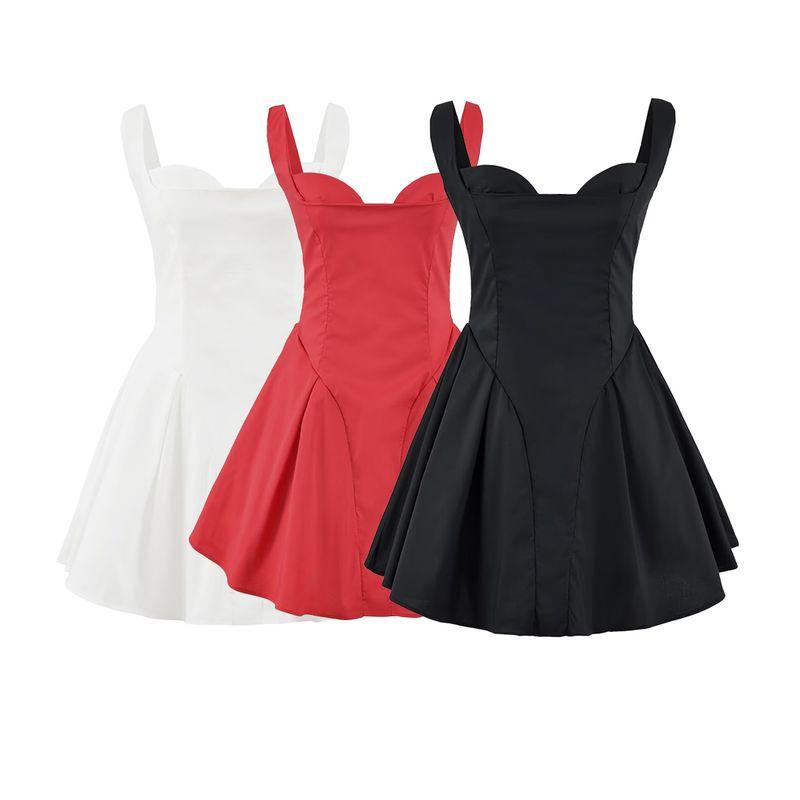 Kaslead New Arrival Women's Fashion Style Fashion Minimalist Pure Color Silm Mini Suspender Skirt