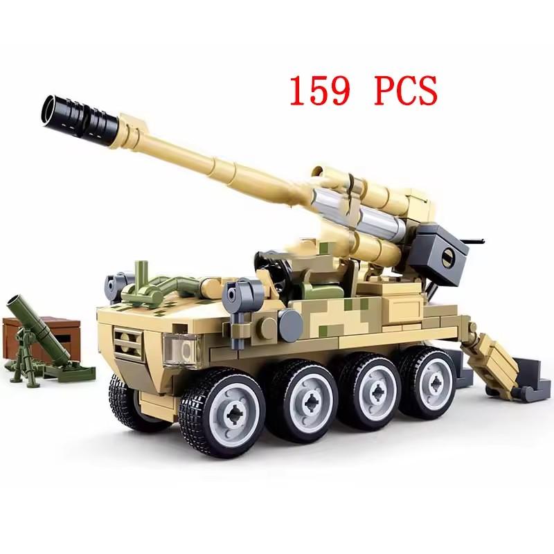 159PCS 0751 Small Tank Model Building Block Toys Morden Military  Army Truck Construction Kiit Children Diy Bricks Toy