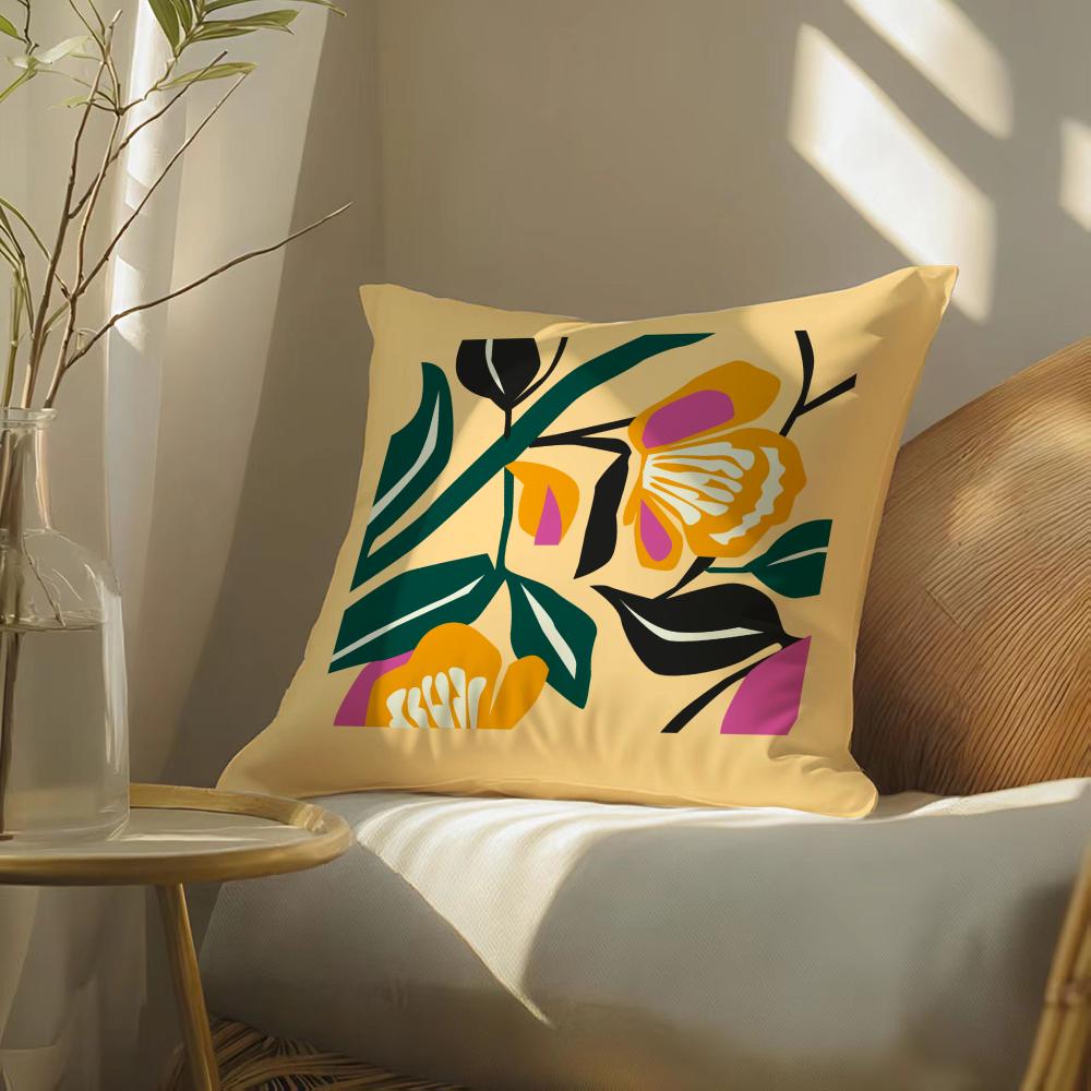 Fashion Flower Cushion Cover Soft Short Plush Pillow Cover Smooth Cozy Texture Aesthetic Cushion Case Home Decor