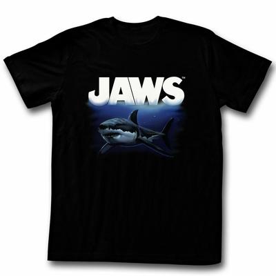 Szczęki Błękitna Głębia Czarny T-Shirt dla Dorosłych