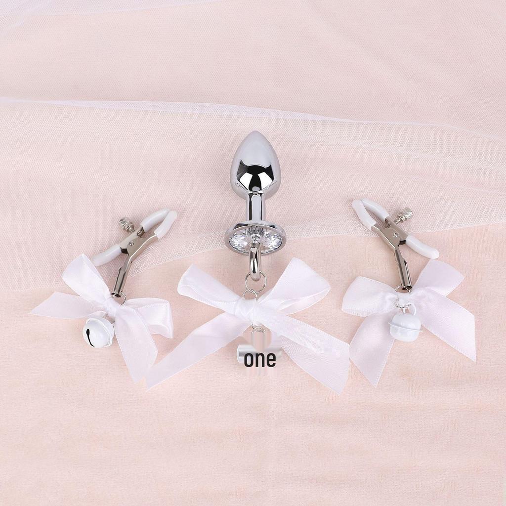 Bow Knot Bell Nipple Clamps & Anal Plugs Set – Couple's Intimate Toys Collection