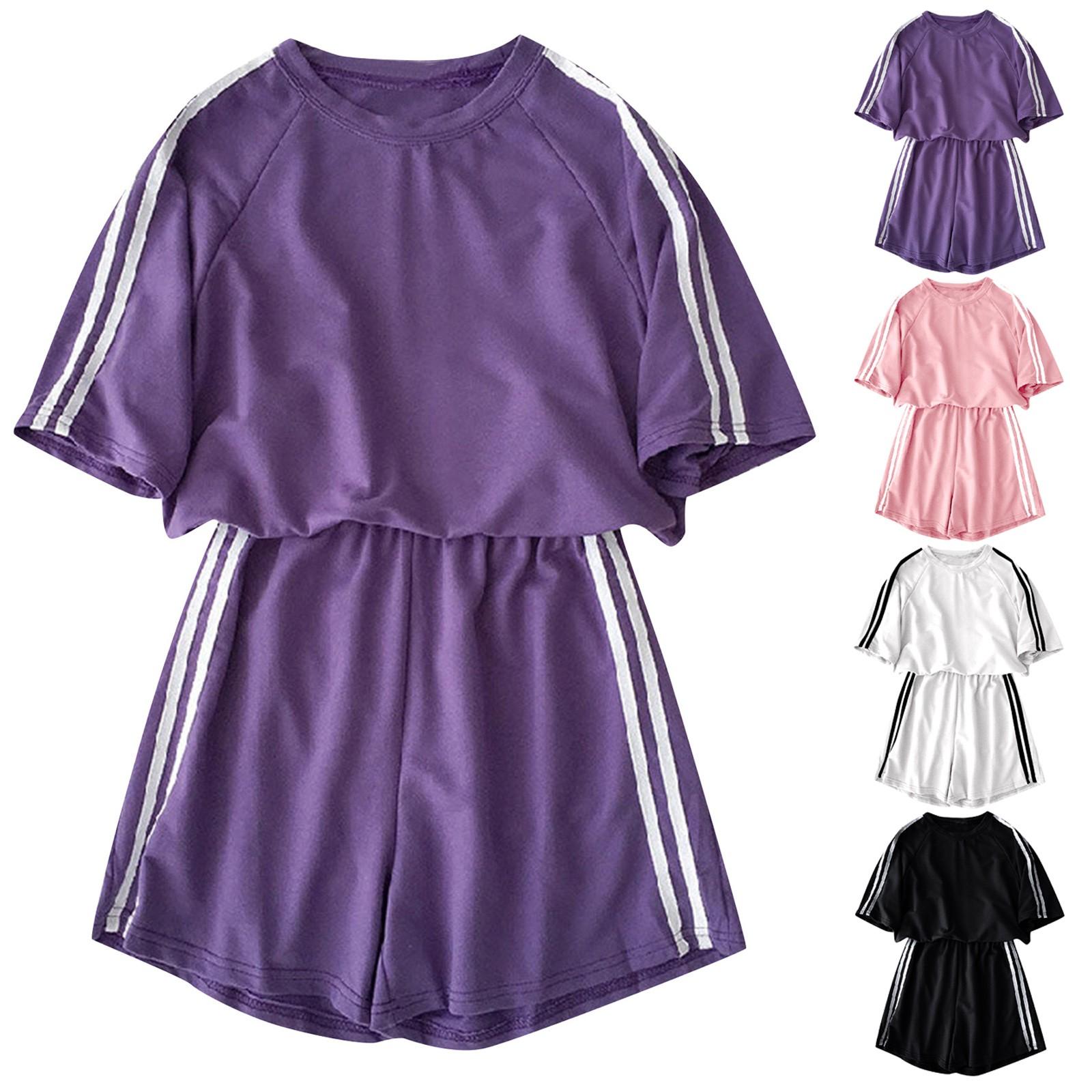 

Женский легкий и удобный повседневный студенческий костюм с короткими рукавами.