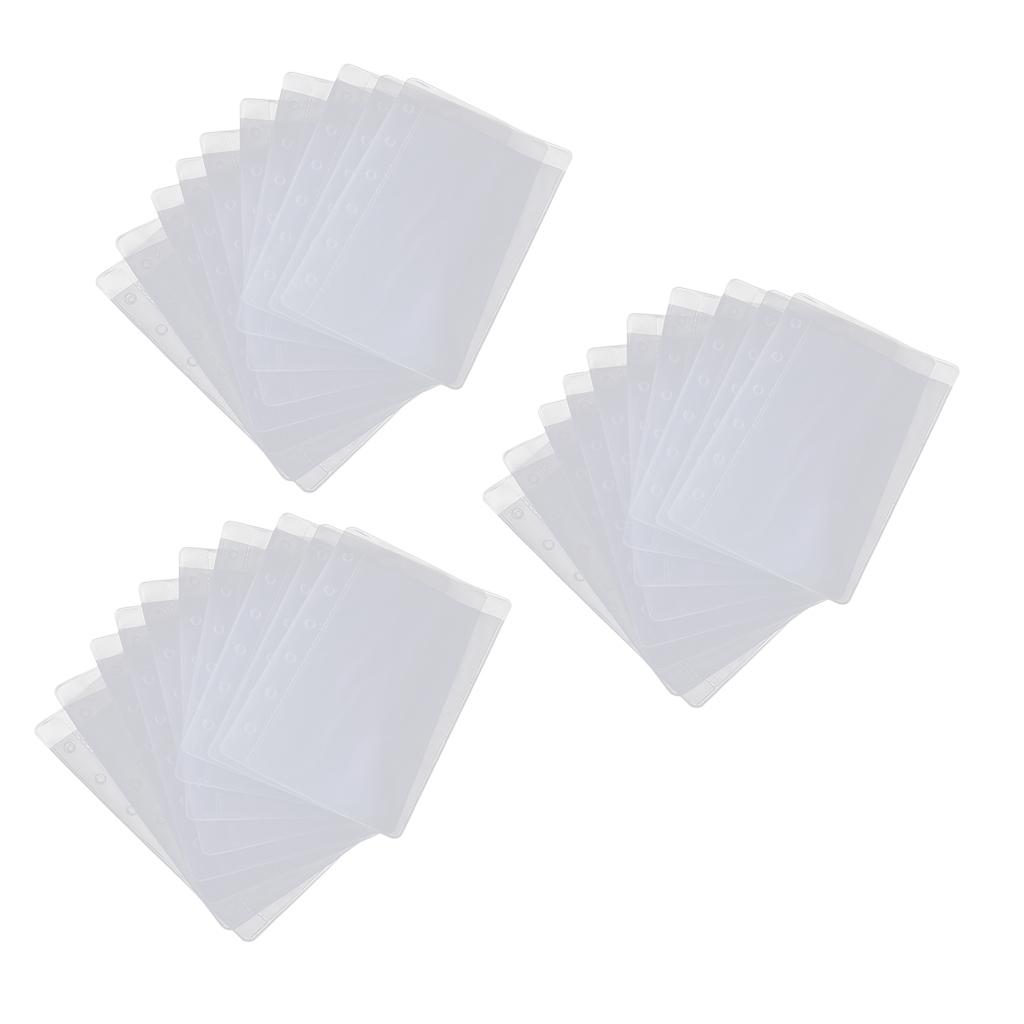 30-Pack A7 Binder Pocket 6 Holes Sleeves PVC Document Filling Bags Folders - Fit for