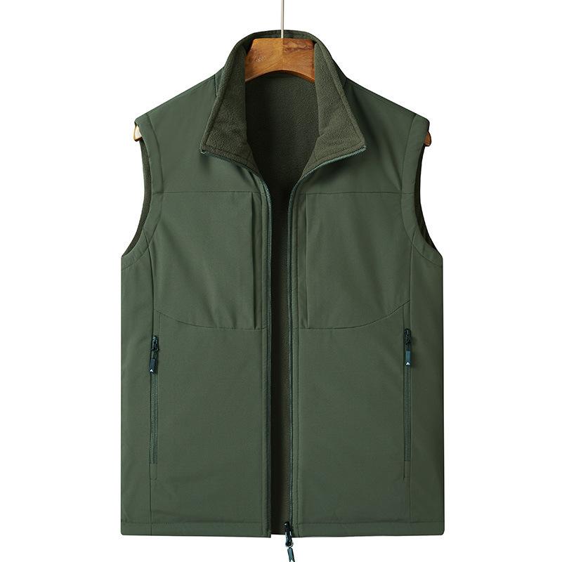 Winter Velvet Vest Double-sided Wear Men's Casual Outdoor Sports Fishing Vest Breathable Jacket Men