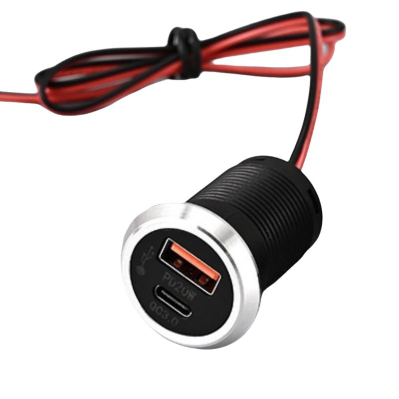 1Pcs 9V/2A 5V/3A Usb Type-C Mini Fast Charging Car Charger Desktop Hidden Integrated Usb Charger Auto Power Embedded Socket