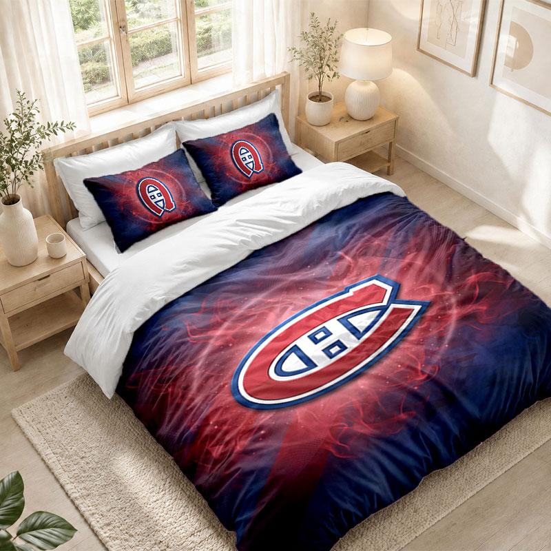Bedding Set 1 Duvet Cover 2 Pillowcases Montreal Canadiens Print Bedroom Home Decoration