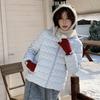 Cotton clothes women's short sweet fashion casual loose hooded bread clothes printed polka dot jacket tide