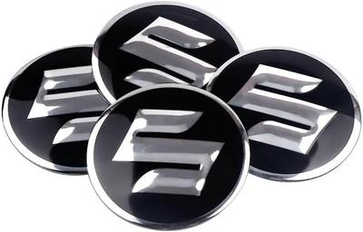 Suzuki Wheel Center Cap Emblem Set of 4 Compatible with Suzuki MR and Wagon Also Suitable for All Stickers, 56mm, (Black, Suzuki) [Used]. Swift,