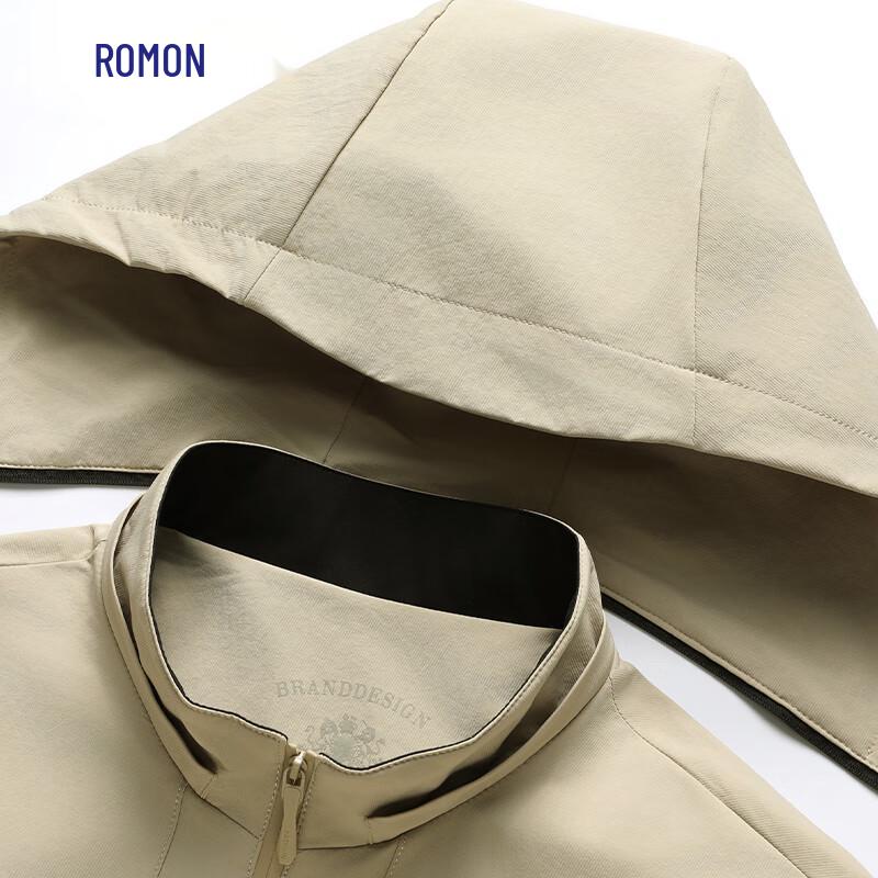 ROMON E Men's Windproof Anti-Wrinkle Removable Hooded Jacket