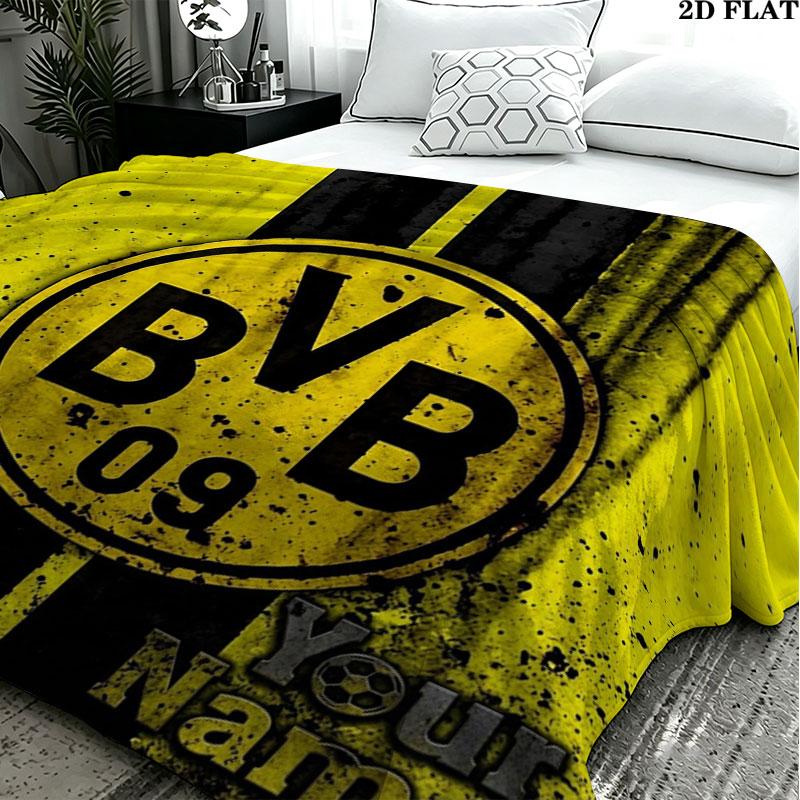 1PC Borussia Custom Name Patterned Flannel Blanket Suitable For All Seasons for Home Decor Warmth and Comfort Gifts Holiday Present