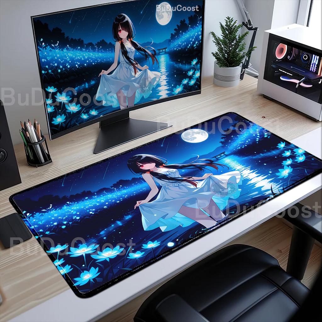 Nuevo Fondo de Pantalla Chica Anime Kawaii Tokisaki Kurumi Alfombrilla para Ratón Borde Bonito con Costura Alfombrillas Grandes para Teclado de Ordenador Gaming Escritorio XXL Alfombrilla para Ratón