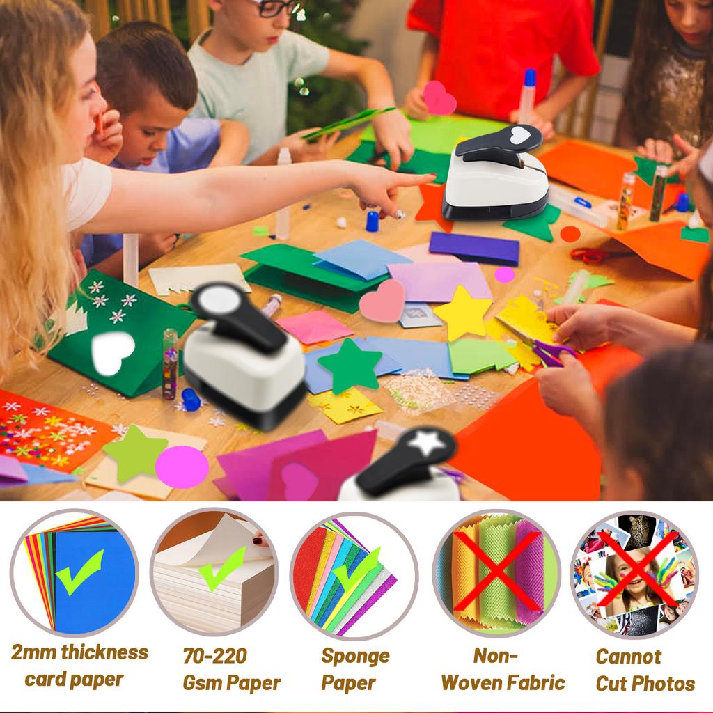 3pcs Paper Cutter for Crafts Hole Puncher Tool Set 25mm 1 Inch Flower Shamrock Circle Heart Star Shape for Card Making Scrapbook