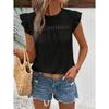Summer Women's New Round-neck Lace Solid Color Ruffle Short-sleeve Top Casual T-shirt