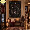 Gothic Frosted Window Castle Skull Wall Tapestry Dark Victorian Holiday Winter Ice Pattern Home Decor Modern Style Soft