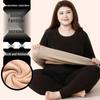 Women's Plus Size Fleece-Lined Lambswool Dralon Crew Neck Warm Underwear Set for Winter Cold Protection