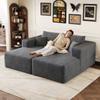 180*151cm, Sofá Confortável de Veludo Cotele Moderno Minimalista Estofado, Sofá Chaise Longue de Esponja, Sofá Modular Moderno Sem Estrutura, Sofá-Cama, Cinza Escuro