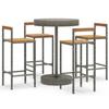 VidaXL Ensemble de bar jardin 5 pcs gris poly rotin/bois massif acacia, ensemble de table de bar, table et chaise de bar de 3187721