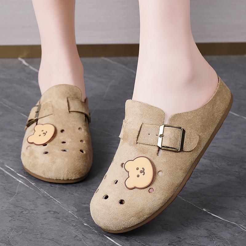 New Women Suede Clogs Slippers Soft Insole Sandals with Arch Support Shoes Outdoor Beach Suede Clogs Slippers Women Sandals