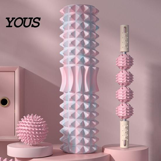 Back Massage Stick Foam Roller 4-Ball Stick, Deep Tissue Muscle Sore Pain Relief Arm Massager, Massager for Leg Belly
