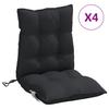 Low back Chair Cushions 4 pcs Black Oxford Fabric