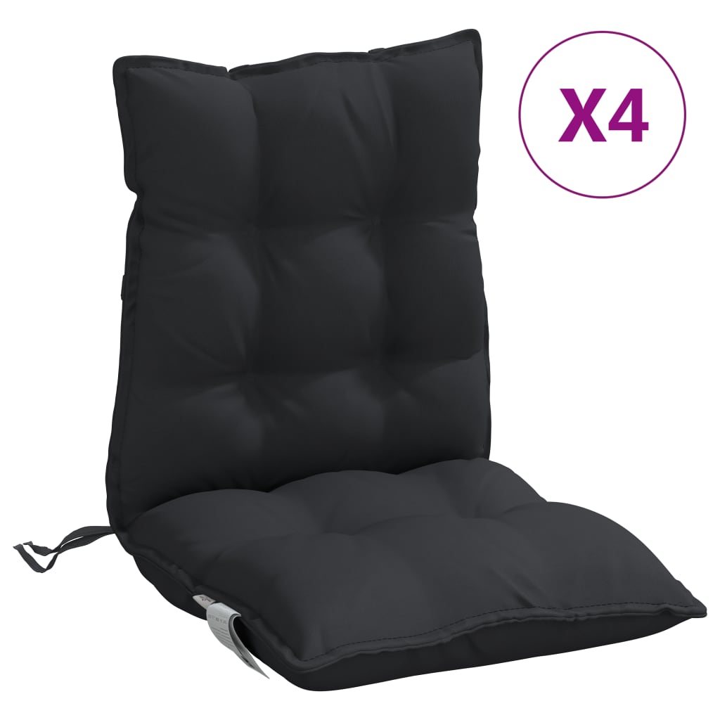 Low back Chair Cushions 4 pcs Black Oxford Fabric