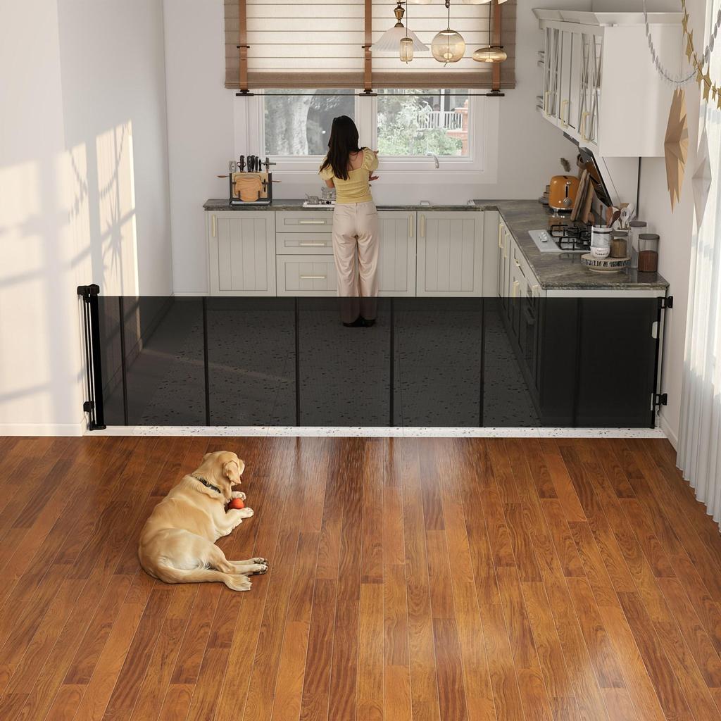Retractable Pet Gate & Child Safety Rail: No-Drill, Indoor Stair Guard.