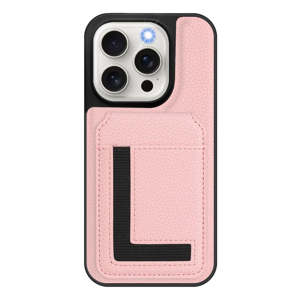 For iPhone 15 Pro Magnetic Case TPU + PU Leather Phone Back Cover with Detachable Card Holder