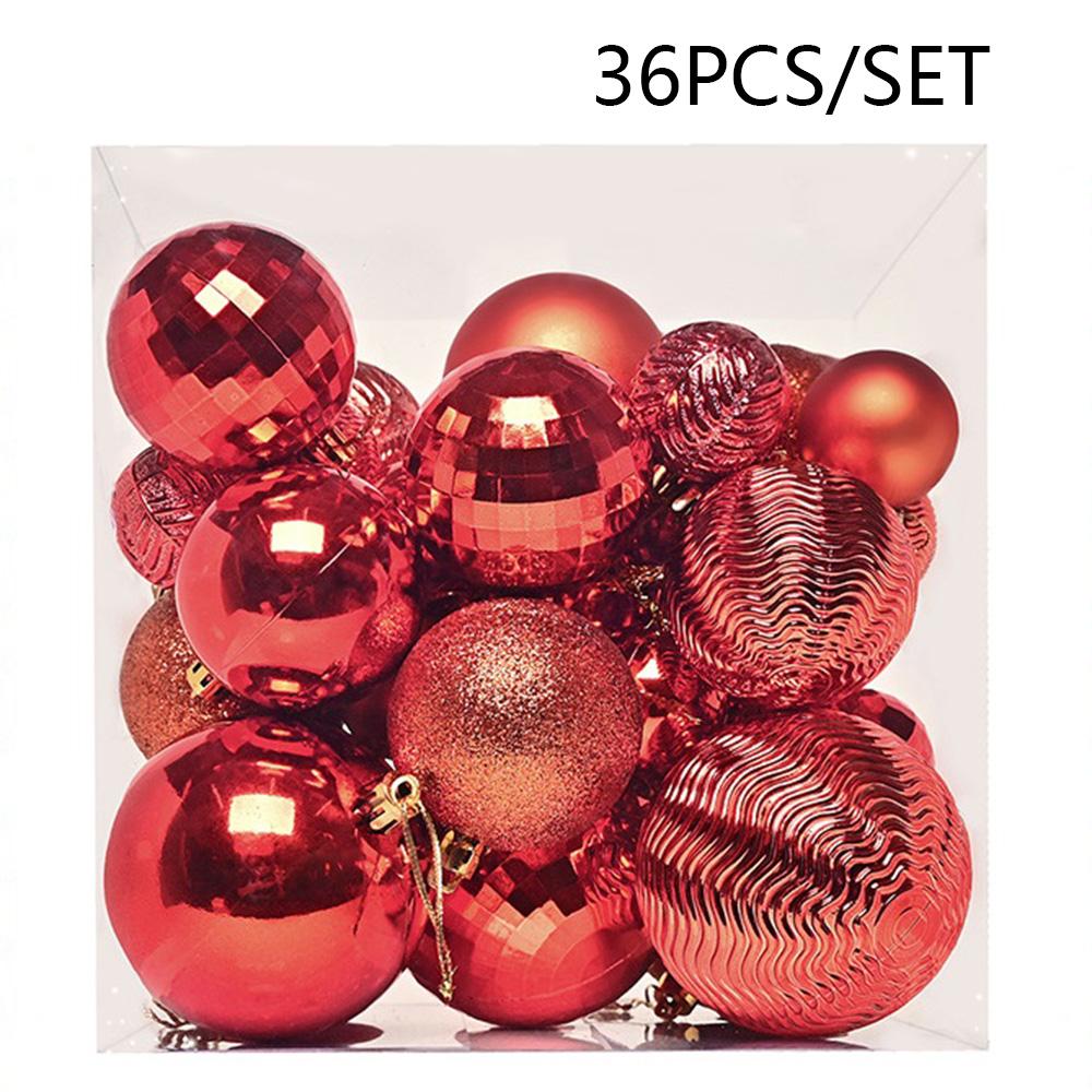 

36Pcs 4/6/8cm Mixed Size Plastic Christmas Ball Ornaments Xmas Party Hanging Decoration Gift C