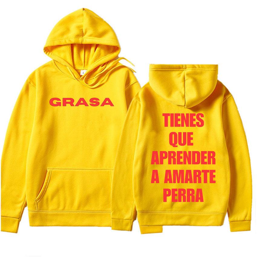 

Рэпер Нати Пелусо Принт Букв Grasa Модные Хип-хоп Толстовки Мужские Женские Мода Повседневная Эстетика Тренд Свободные Пуловеры M