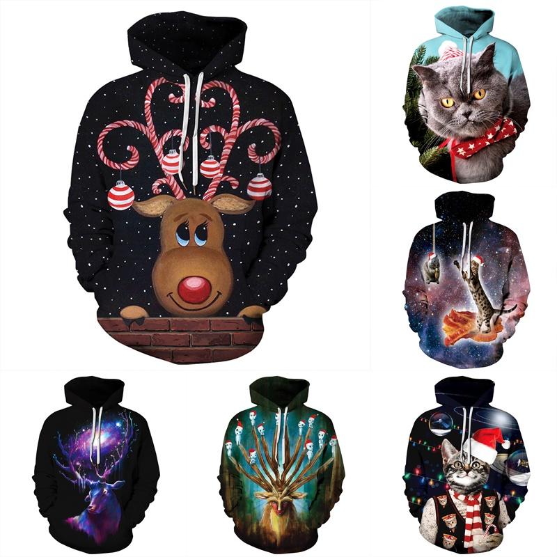 Men Christmas Women 3d Graphic Print Hooded Hoodie Sweatshirt Pullover Jumper