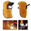 Solar-Powered, Auto-Darkening Filter Lens Welder's Leather Welding Helmet With Hood And Heat-Resistant, Breathable Lens