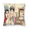 Woman Yelling At Cat Old Japanese Pillowcase Polyester Linen Velvet Creative Zip Decor Home Cushion Cover