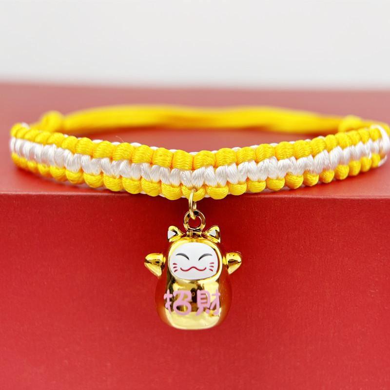 

China-Chic Pet Cat Collar Lucky Fortune Bell Pendant Hand Woven Neck Chokers Accessories Lucky Cat Pet Products 16-38cm