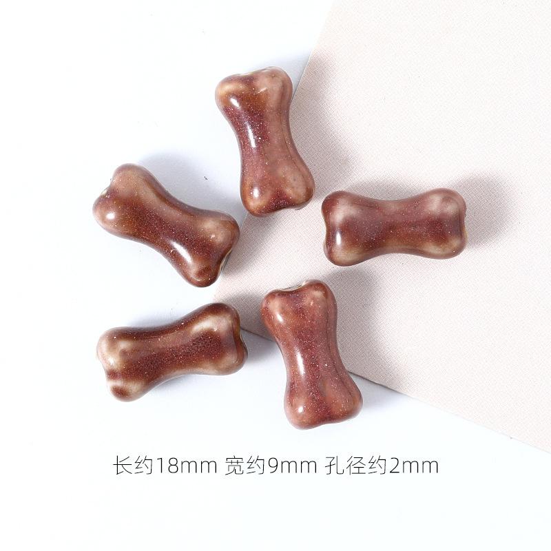 10pcs Design Sense Bone Retro Fun Shaped Ceramic Beads Jewelry Making Materials Charm Bracelet and Necklace Trend Accessories