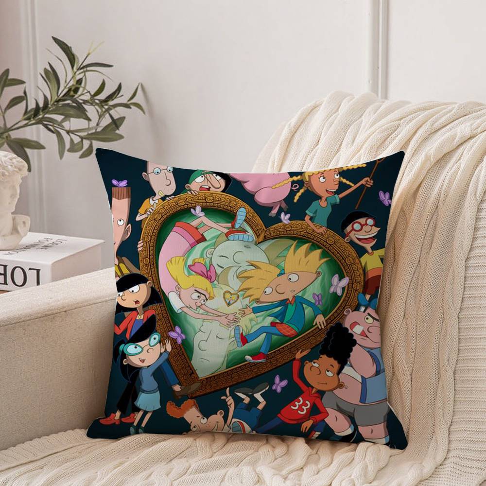 

HOT Cartoon H-Hey ArnoldS Pillow Case Home Decor Throw For Sofa Bed Car Room Decor Gift Idea 26x26Inch