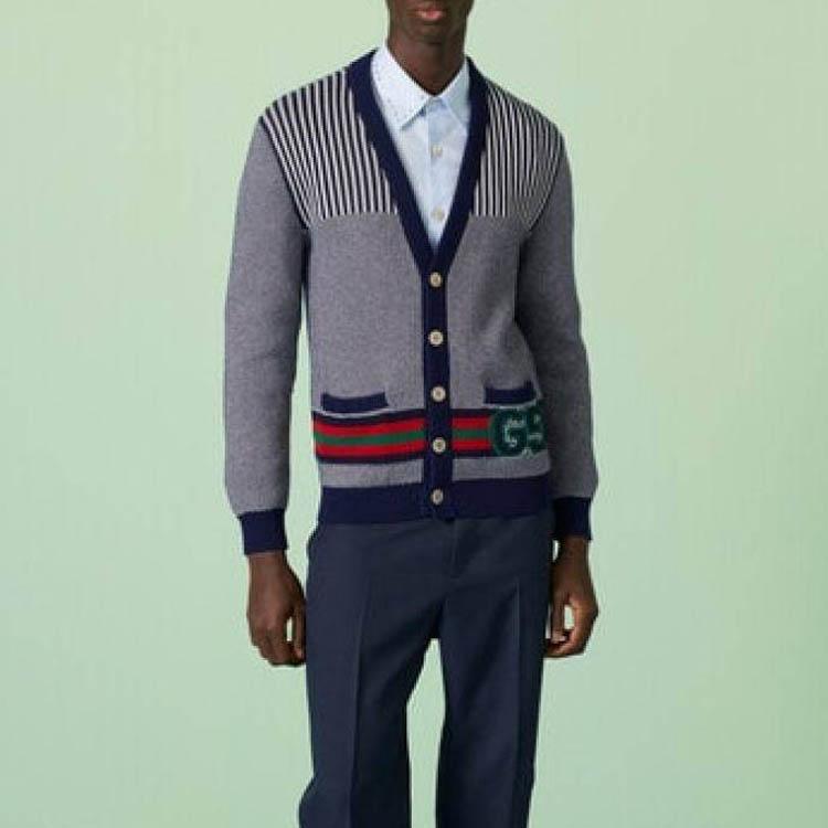 Gucci Logo Intarsia Button Up Cardigan 740363-XKC4D-4759