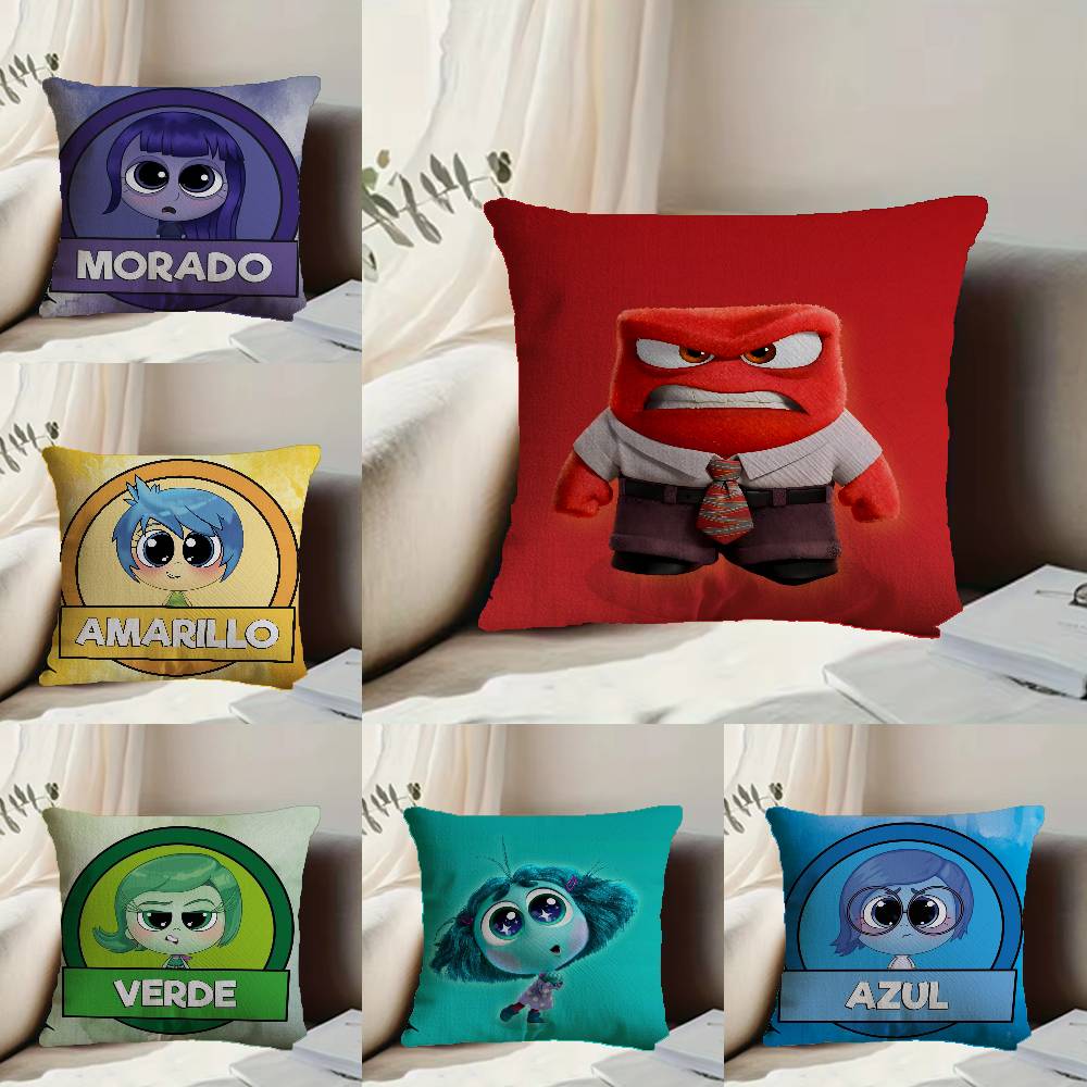Cartoon I-Inside O-Out Pillow Case Anti-dustmite Pillowcase Invisible zipper silky short plush Sofa cushion cover