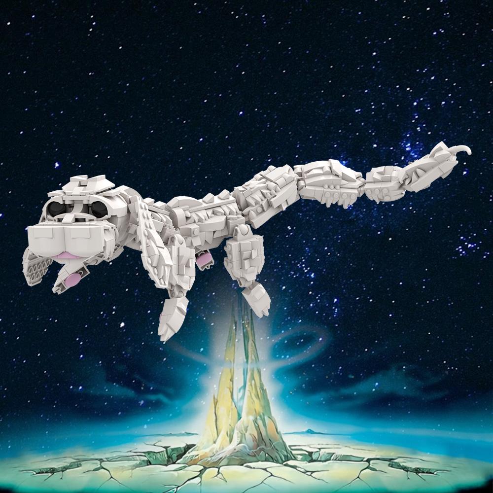 MOC Süßer Weißer Drache Falkor Baustein Modell Science-Fiction-Film Falkor Drache Tier Kreative Steine Montage Spielzeug Geschenke