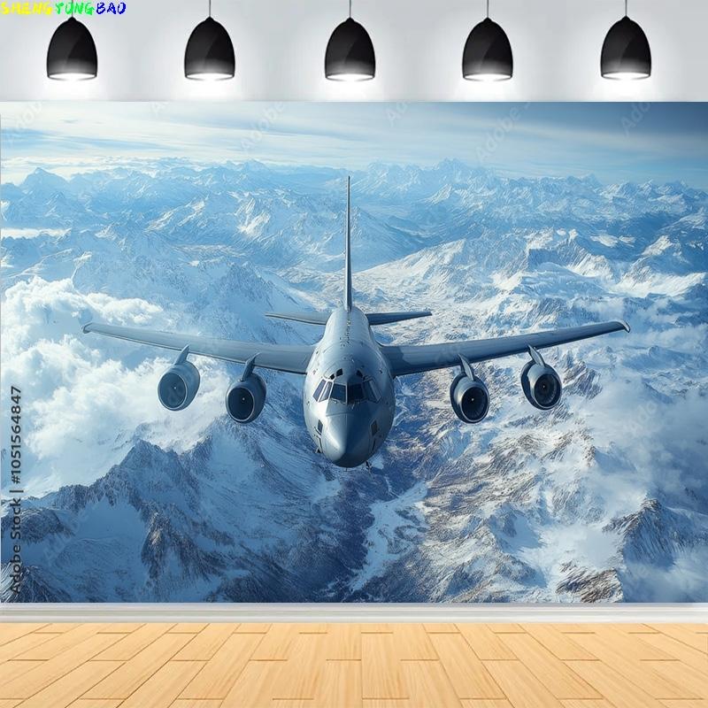 Blauer Himmel Wolken Flugzeug Geburtstagsparty Fotografie Hintergründe Baby Erwachsene Porträt Fotowand Fotostudio Hintergrund PA-02