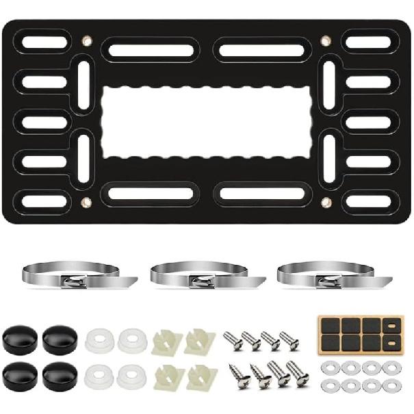 XCLPF Front License Plate Bracket,No Drill Front License Plate Holder,Front License Plate Mounting Kit,Universal Bumper Car Frame Mount Adapter With Universal Black license p