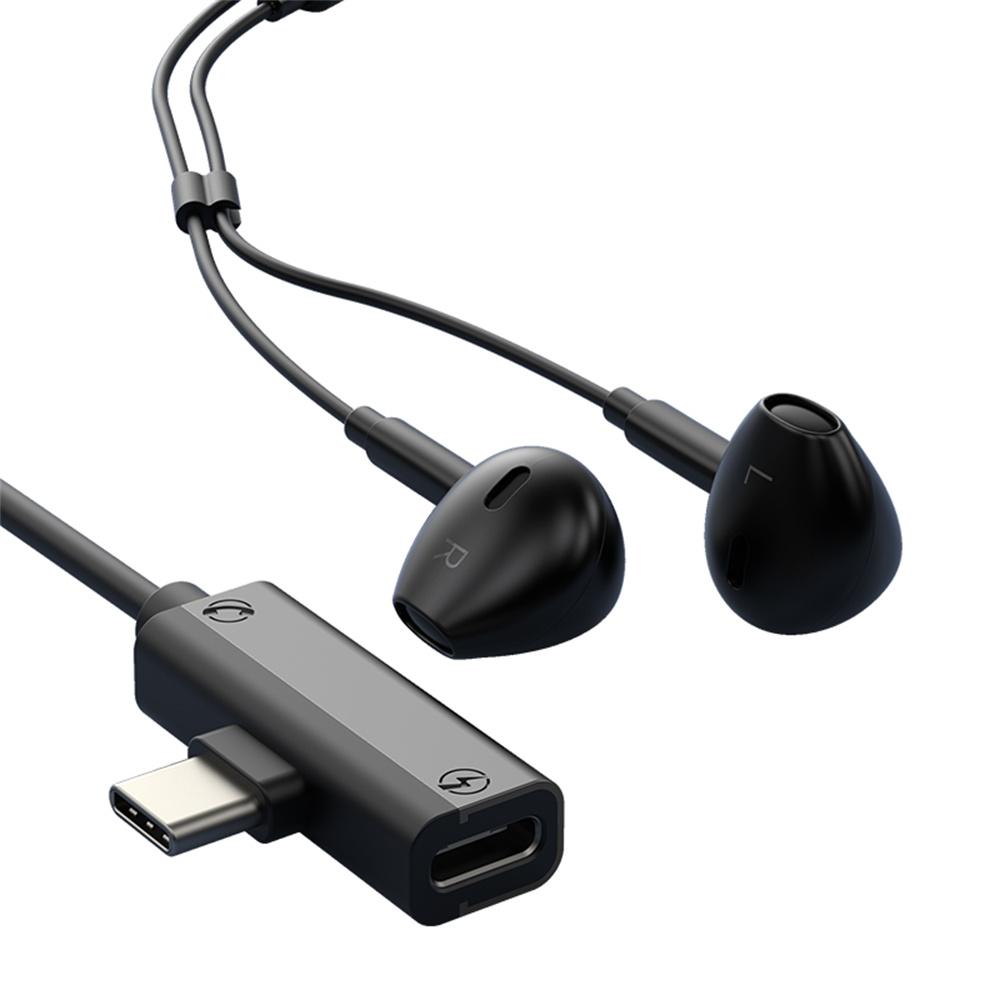 

Type-C Wired Digital Earphones PD Charging Voice Call Line Control Singing Recording Headset Grey