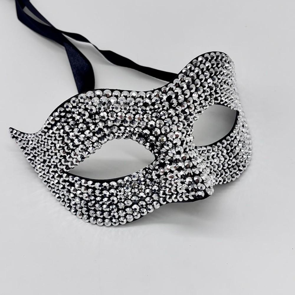 Studded Design Halloween Rhinestone Mask Plastic Masquerade Mask Half Face Mask Themed Event