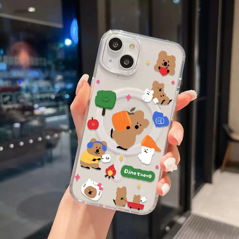 

Lovely Bear Quokkas Wireless Charging Case for iPhone 17 Air 16 E 15 14 13 12 Mini 11 Pro Max Transparent Silicone Edge Cover iPhone 11 Pro