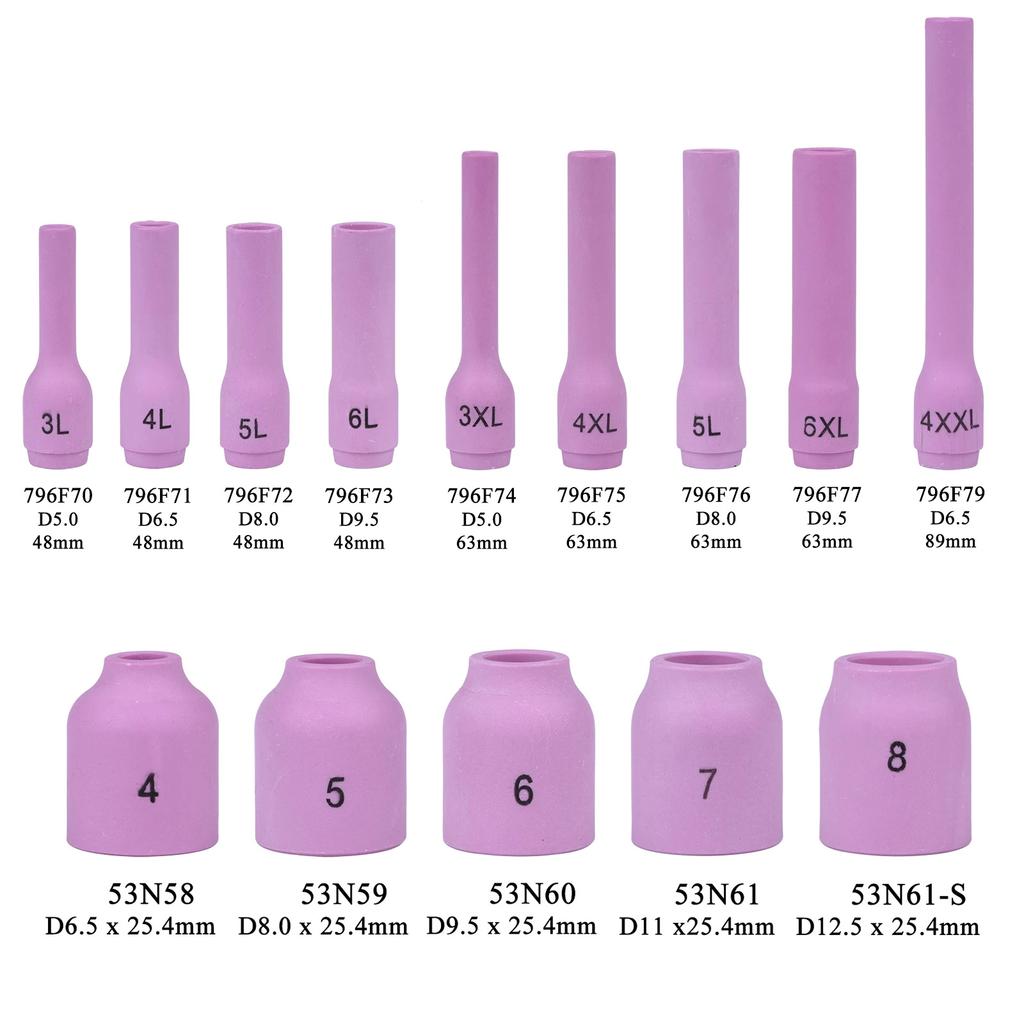 46Pcs TIG Lens Back Cap Collet Body for WP9 WP20 TIG Spares Kit TIG Torch Accessories for Fabrication, Maintenance