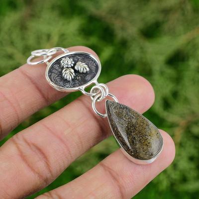 Natural Black Sunstone 925 Sterling Silver Anniversary Birthday Pendant Jewelry