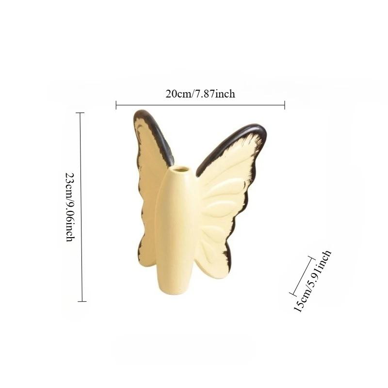 Nordic Ins Style Butterfly Ceramic Vase Ornament Dried Flower Arrangement Container Living Room Bedroom Dining Table Decoration