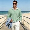 Chemise décontractée à manches longues pour homme, aspect tricot rétro, pour l'automne et l'hiver