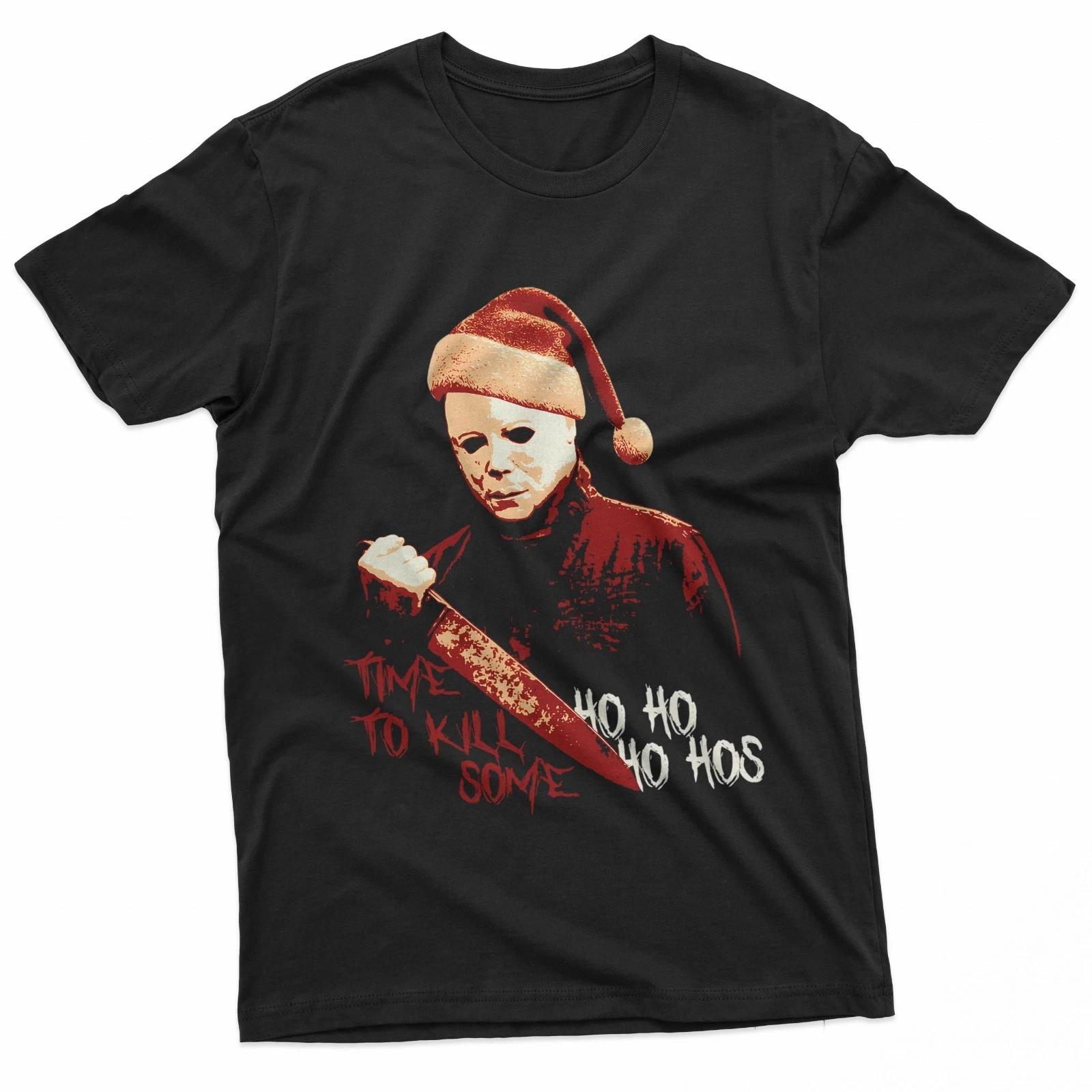 Michael Myers Dark Christmas Horror Mashup Black T-Shirt S