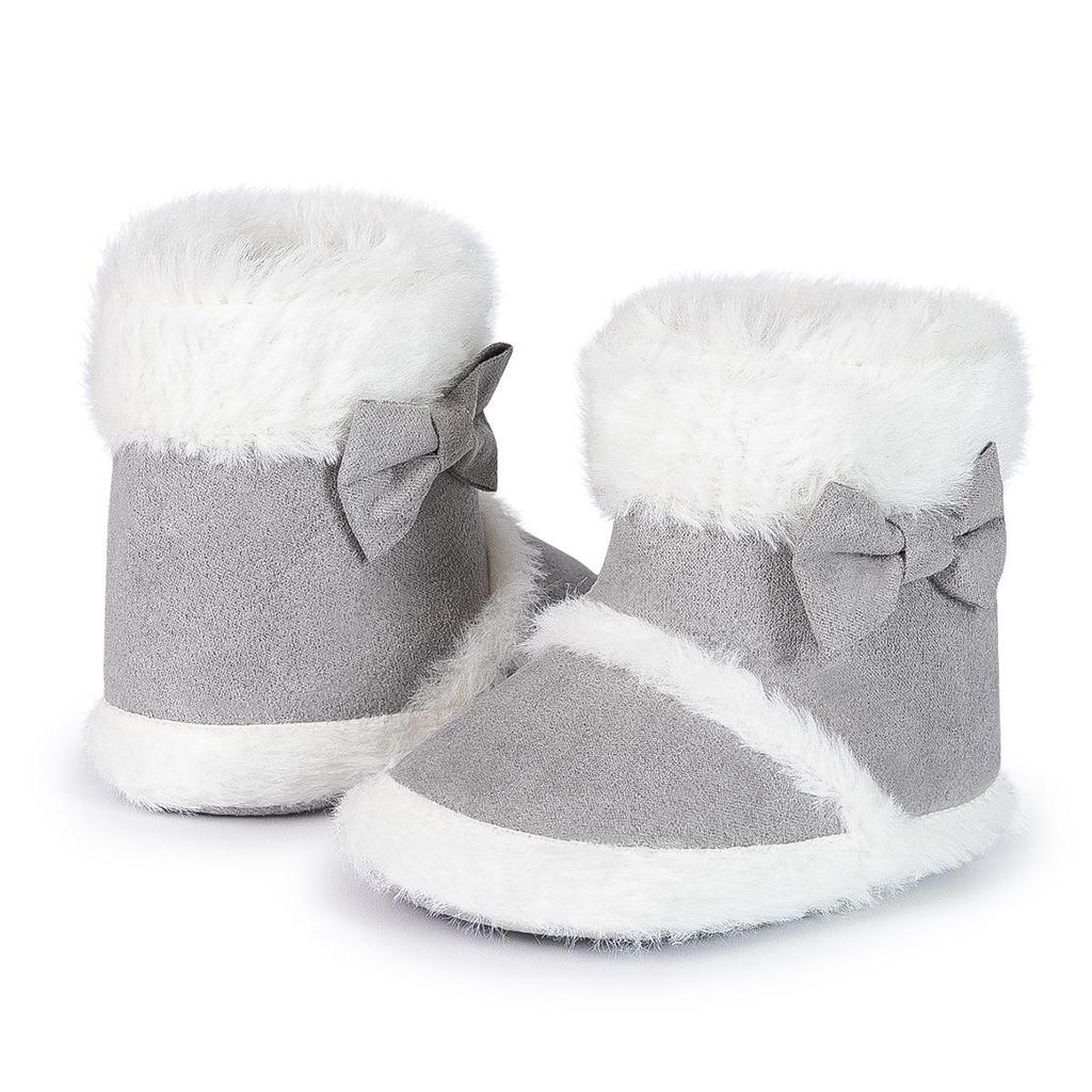 2025 Herbst/Winter Kleinkind Baumwollstiefel: Mit Schleife, Mehrfarbig, Rutschfeste Weichsohle