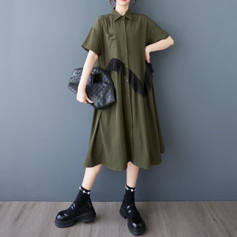 Short Sleeve Plus Size Vintage New In Dresses for Women Casual Loose Long Summer Shirt Dress